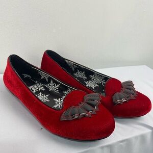 Strange Cvlt Lydia Bat flats in lush red velvet. Women’s size 5